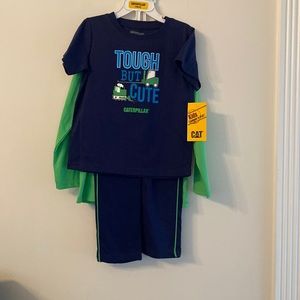 NWT caterpillar long sleeve shirt, short sleeve shirt and pants size 4t